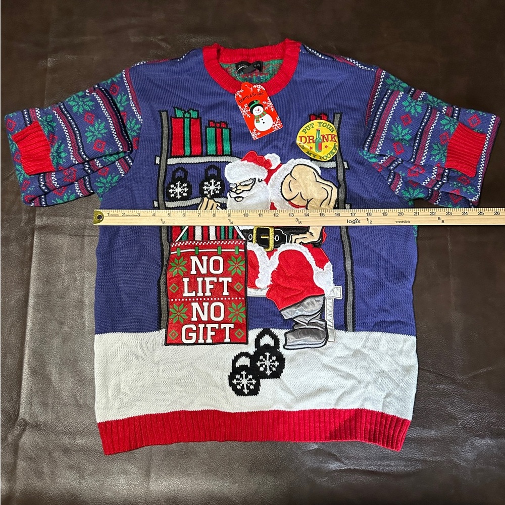 NWT Blizzard Bay Put Your Drink In My Pocket Santa Christmas Sweater - Size L - Picture 6 of 7